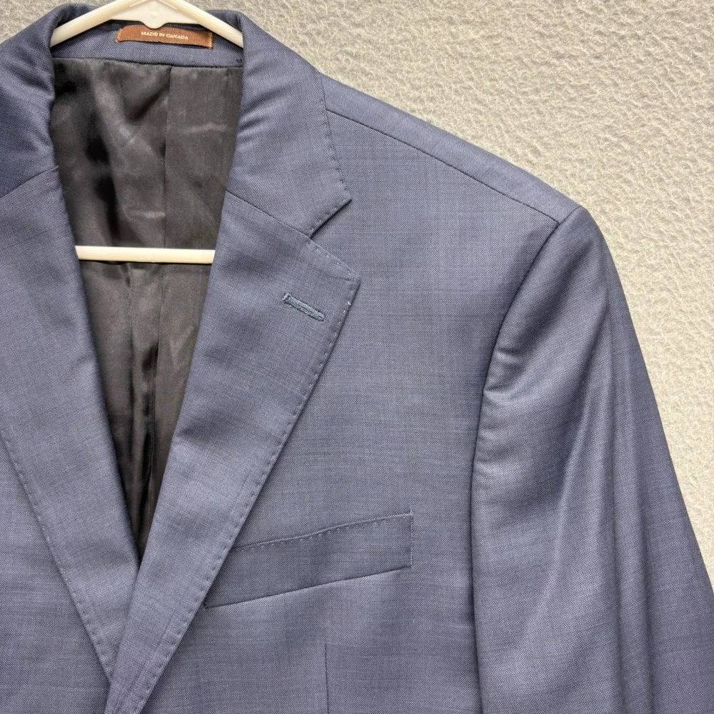 Peter Millar Mens 38S Blue 100% Wool Two Button Blazer Sport Coat Made in Canada